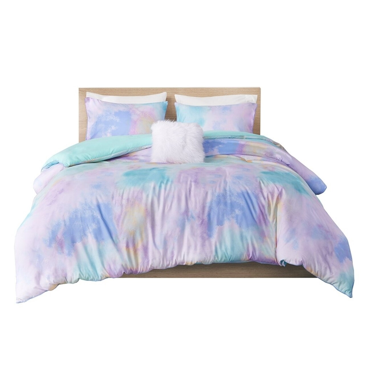 Gracie Mills Orion Dreamscape Watercolor Tie Dye Comforter Set With Cozy Throw Pillow - Grace-14069